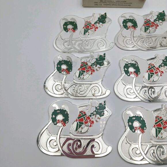 Vintage Oneida Christmas Holiday Sleigh Coaster Silver Wm A Rogers w/ Box Set 6 - Picture 4 of 8